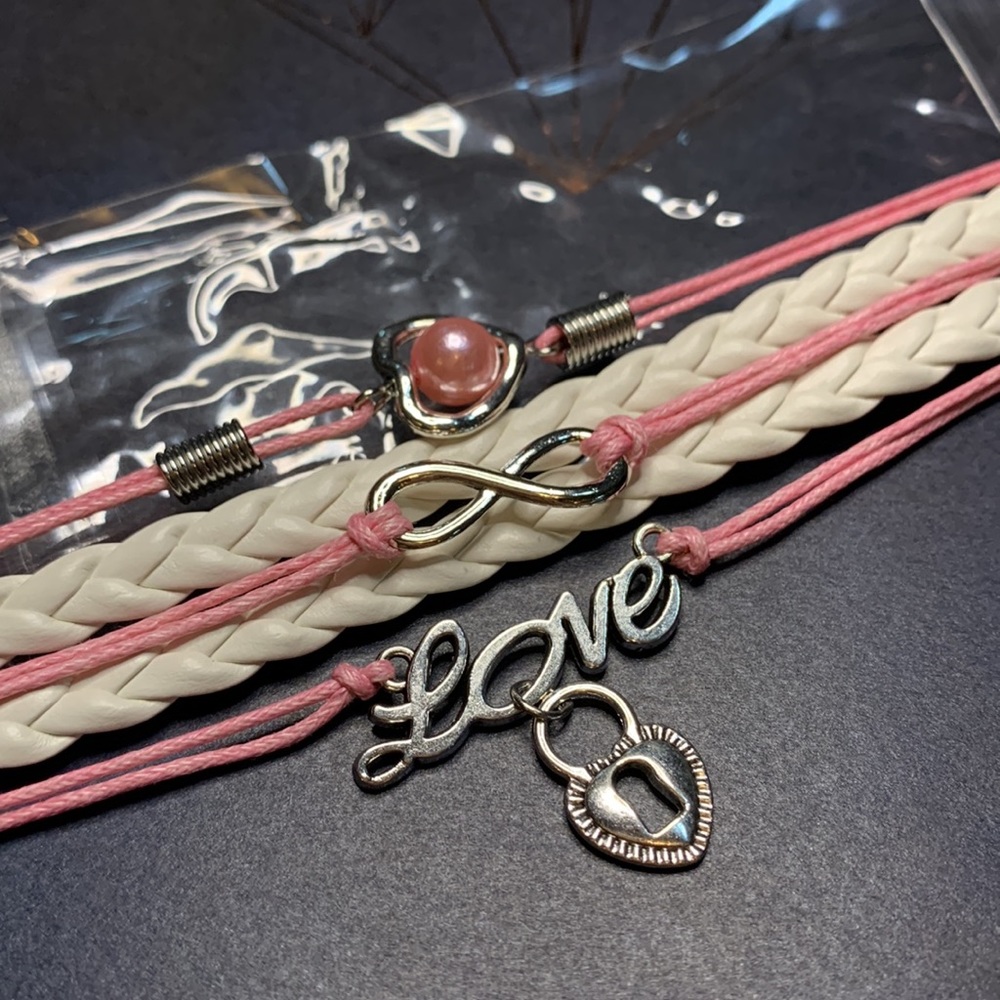 Pink & White “Love” Charm Bracelet